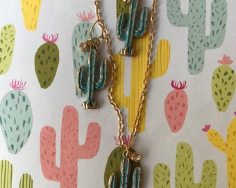 Earring and Necklace Set Saguaro Cactus