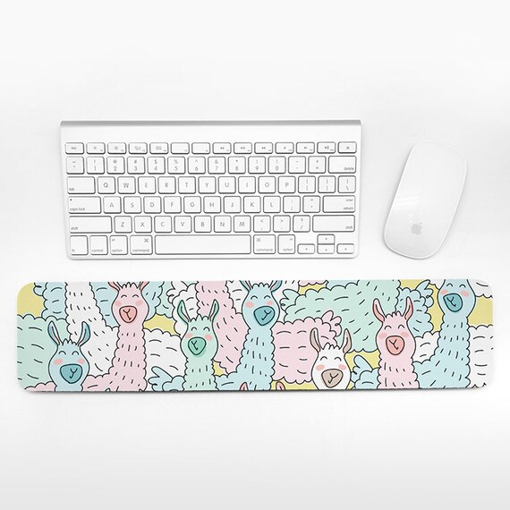 Llama Keyboard Wrist Rest Pad, Pastel Wrist Keyboard Rest, Alpaca Wrist Pad for Keyboard Pad, Fun Cute Animal Desk Cubicle Decor for Women