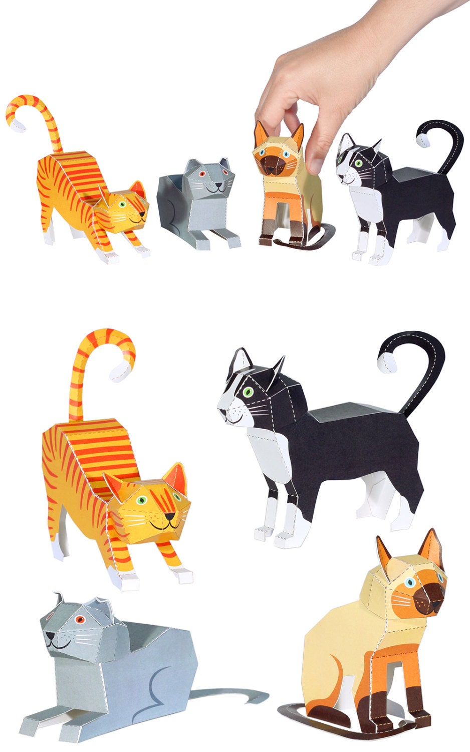  Cats  Paper Toys  DIY Paper Craft Kit 3D  Paper Animals 4