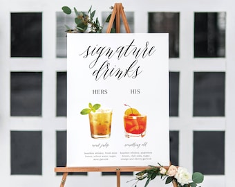 Signature Drink Sign | Wedding Drink Sign | Printable Wedding Sign | Customized Drink Sign | Customized Signature Drink Sign | Drink Menu