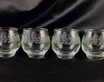 Anchor Hocking Etched Laurel Roly Polys set of 4