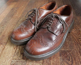 1950 Rare Vintage Leather Brown Brogue Shoes for Men / EU size: 42 / US size 8.5 / UK 8