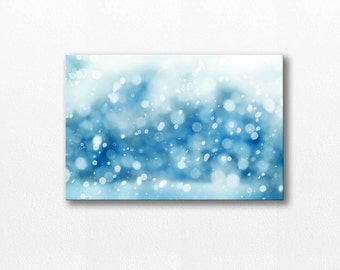 abstract canvas art bokeh photography canvas print 12x18 24x36 fine art photography abstract snow winter canvas wrap blue ice large canvas
