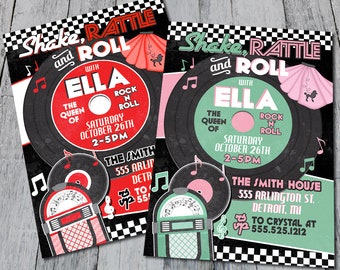 50s party invitation | Etsy