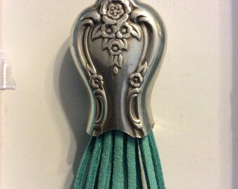 Vintage silverplate knife handle tassel pendant