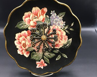 Puffy Pink On Black Wall Clock !