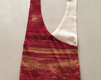 Handmade Upcycled Red Print Hobo Shoulder Purse