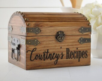Wood Recipe Box, Customized Recipe Box, Farmhouse Kitchen Decor, Personalized Gift For Her, Housewarming Gift, Pantry Organization