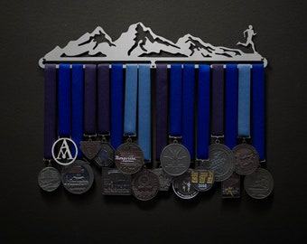 Mountainscape - Male or Female Mountain Runner - Allied Medal Hanger Holder Display Rack