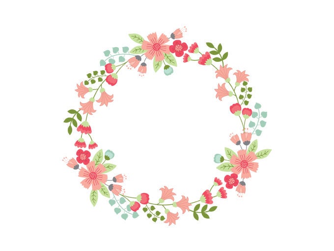 Floral Wreath Clipart Digital Vector Flowers Wedding