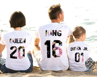 King Queen Prince Princess 01 Father Mother Daughter Son Matching shirts , King and Queen shirts, 100% cotton Tee, family shirts