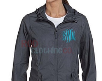 Monogrammed Rain Jacket, Monogram Rain Jacket, Monogrammed Full Zip Jacket, Monogrammed Rain Coat, Rain gear, Personalize, LIGHT-WEIGHT Coat