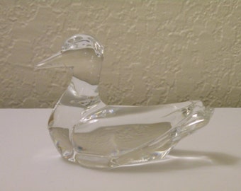 Baccarat Clear Crystal Duck Figurine Paperweight