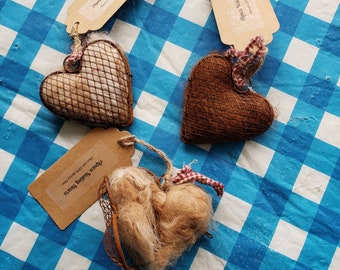 Bird Nesting Hearts - Filled with 100% Alpaca Fiber
