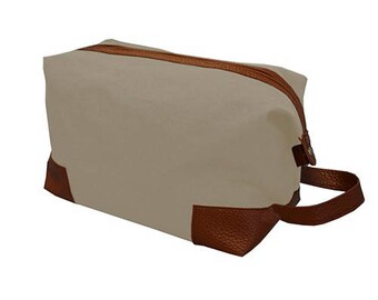 Personalized Canvas Dopp Kit- Tan