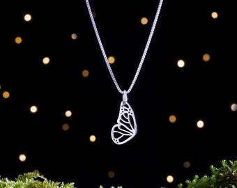 Sterling Silver Little Butterfly Wing Charm - SMALL, Double Sided - (Charm or Necklace)