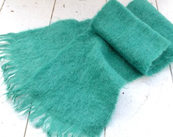 1960s Green Mohair Scarf
