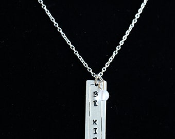 Be Kind Metal Stamped Charm Necklace