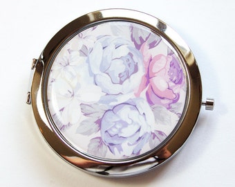 Bride compact mirror, Flower Mirror, mirror, bridal shower, Something Blue, wedding shower gift, Wedding, gift for bride, floral (2938)