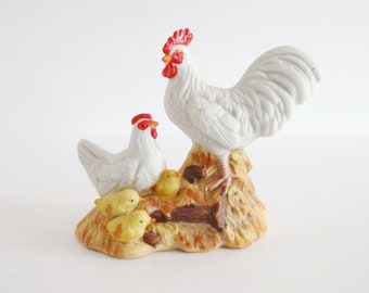 Homco Rooster Hen Baby Chicks Chicken Porcelain Figure 1459