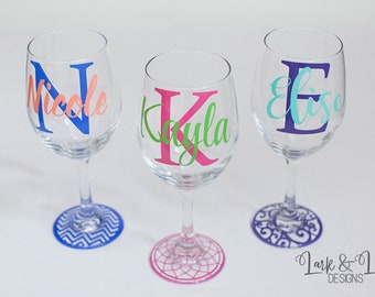 Personalized Wine Glasses - Custom Wine Glasses - Wine Lovers Gift - Custom Bridal Party Gifts - Monogram Wine Glasses - 20 Ounce Wine Glass