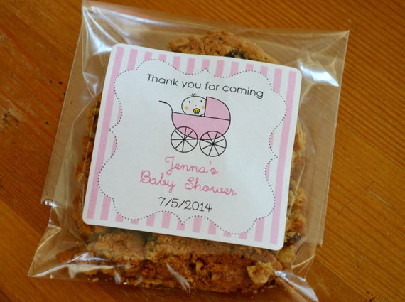 Personalized Baby shower treat bags with labels / Cookie Candy