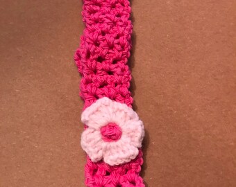 Handmade crocheted headband with flower