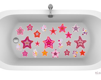 Non-skid little pink starfish vinyl for bath. Little sea stars nursery non slip stickers.Non slip decal for bathtub or shower. Kids deco