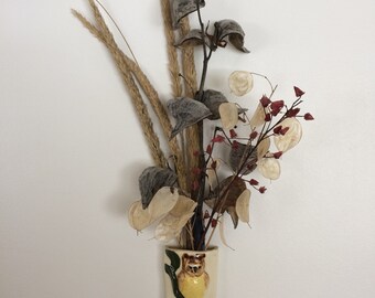 Vintage wall vase pocket with owl Japan