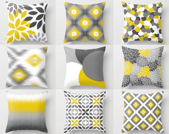 Throw Pillow Covers Yellow Grey White Couch Cushion Covers Home Decor Living Room Pillow Throw Pillow Covers Decorative Pillows