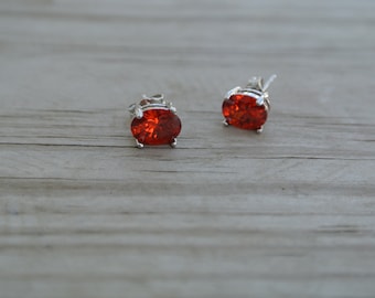 Ruby Earrings, July Birthstone, Gemstone, Silver Jewelry, Gift for her