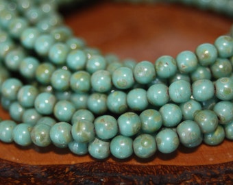 Czech Glass Beads, 4mm Round Druks, 50 Beads