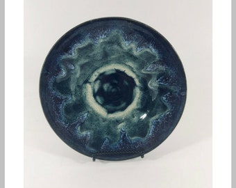 Ceramic bowl contemporary blue-green