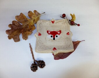Red Fox Spoon Rest, Ring Holder, Soap Dish
