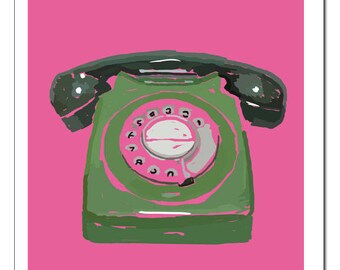 Rotary Phone Illustration-Pop Art Print