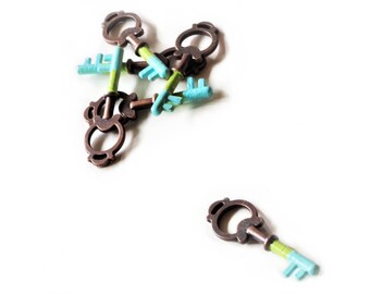 Skeleton Key Necklace | Bronze Key Charm Necklace | Steampunk Jewelry | Victorian Key Jewelry