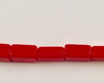Beads, Red Beads, Red Bamboo Coral Beads, 5mm Red Beads, Red Rectangle Beads, Bamboo Coral Beads, Red Coral Beads
