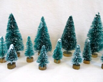 Bottle Brush Trees Flocked Christmas Trees Sisal Trees Craft Supplies Vintage Christmas Craft Supply Christmas Mini Bottle Brush Tree