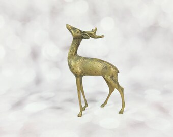 Brass Reindeer Christmas Reindeer Vintage Brass Deer Figurine rustic 1970s Stag Mid Century Decor
