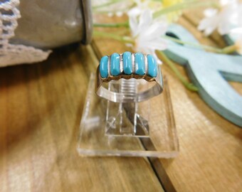 Petite Sterling Silver Turquoise Ring Size 7