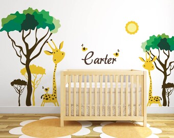giraffe wall decal jungle safari wall decal baby nursery ideas