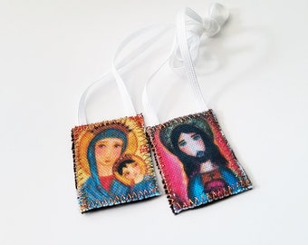 Our lady of Perpetual Help Scapular - Handmade - Original Art by FLOR LARIOS