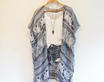 Long bohemian kimono * Floral pattern * LET IT BE *