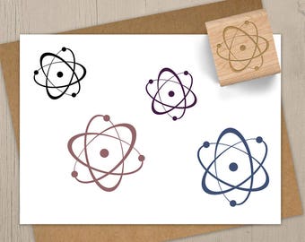 Atom Stamp, Science Gift, Chemistry Stamp, Science Stationary, Geek Stamp, Atom Rubber Stamp, Chemistry Gift, Science Journal Stamp 074