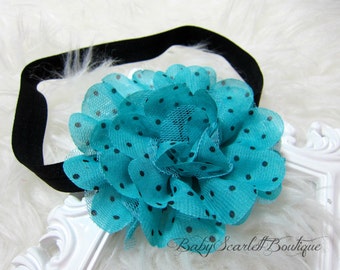 Big Chiffon Polka Dots Flower Headband,Clip,,,Multi Colors