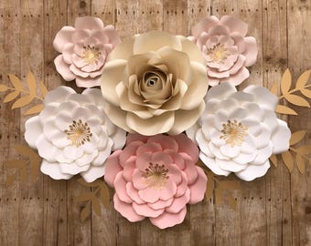 6 pc paper flower, nursery set, party decor