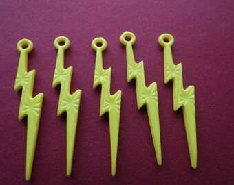 Charms eclairs yellow acrylic (x 5)