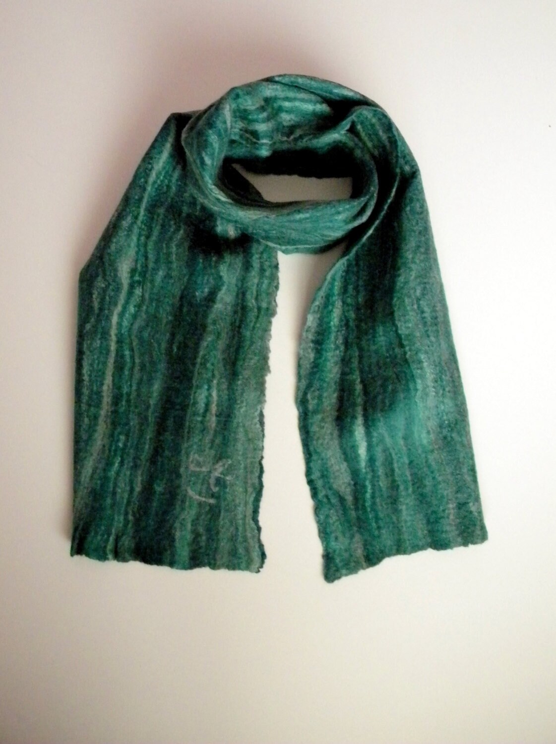 Winter scarf Green felt scarf Wool felted scarf Fall scarves