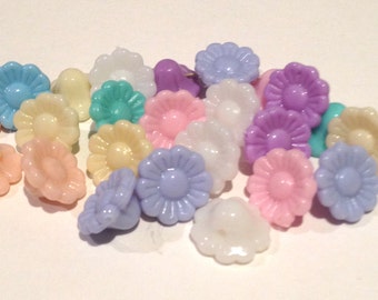 30 cute plastic candy pastel blossom flower shaped beads