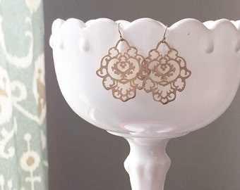 KENZIE | Gold Morrocan Earrings | Gold Filigree Earrings Gold | Boho Earrings Gold | Statement Earrings | Light Earrings Gold